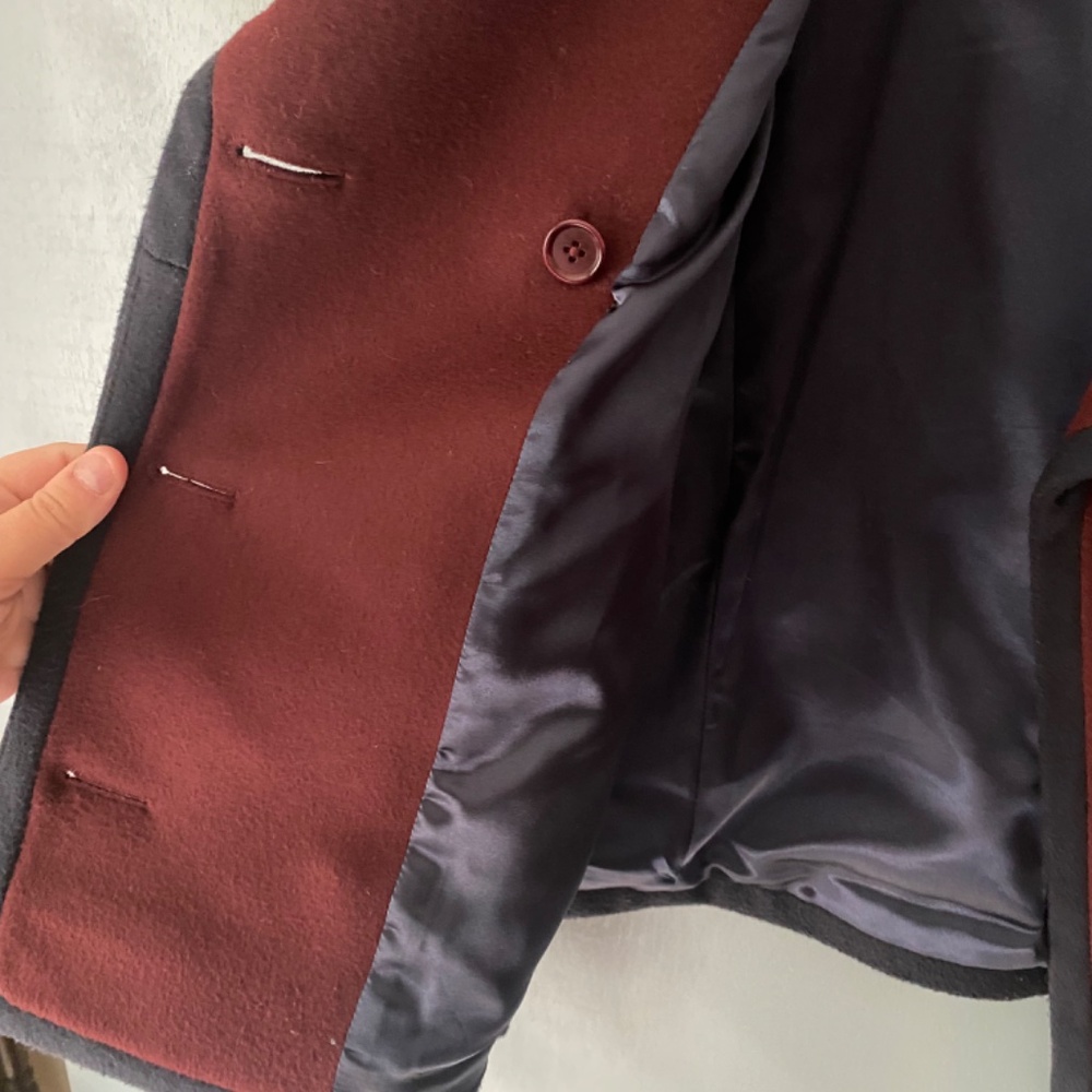 J. CREW Nello Gori Women's 6 Wine 100% Wool Double Breasted Peacoat Classic - Picture 6 of 10